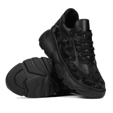 Damen-Sportschuhe 6053 Schwarz Camouflage kombiniert