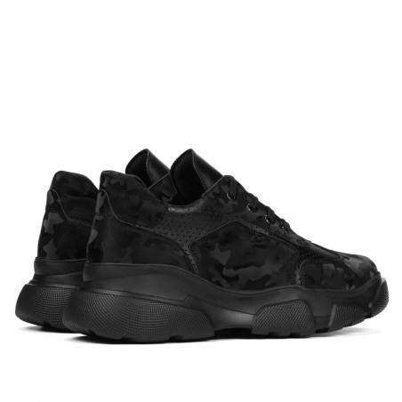 Damen-Sportschuhe 6053 Schwarz Camouflage kombiniert