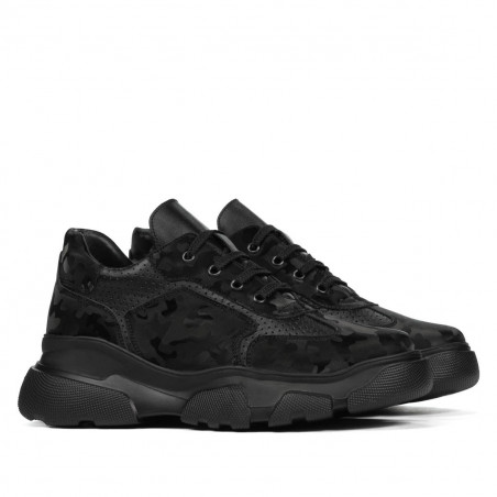 Damen-Sportschuhe 6053 Schwarz Camouflage kombiniert