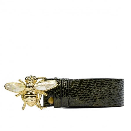 Damen Gürtel 01ld Lack Krokodil grün