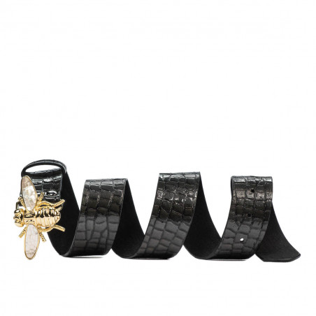 Damen Gürtel 01ld Krokodillack anthrazit