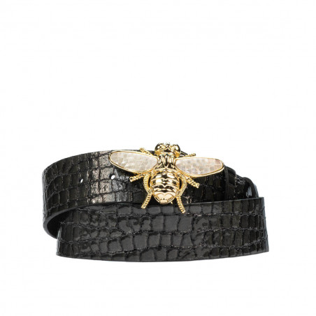 Damen Gürtel 01ld Krokodillack anthrazit