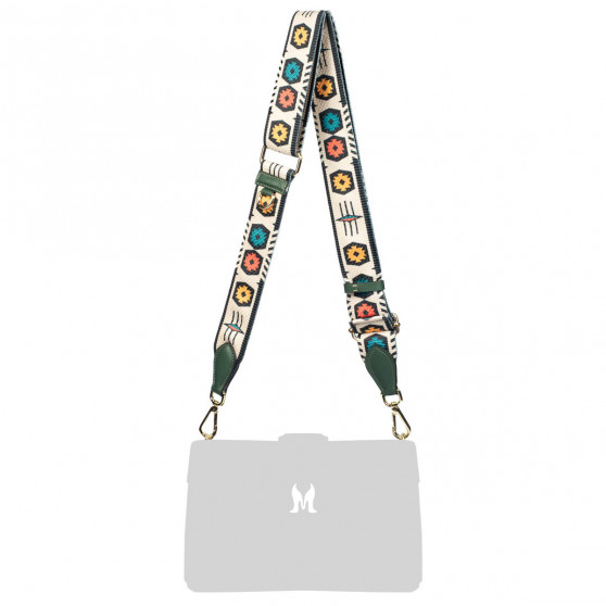 Schultergurt (Riemen) 101g mehrfarbig + grünes Veloursleder