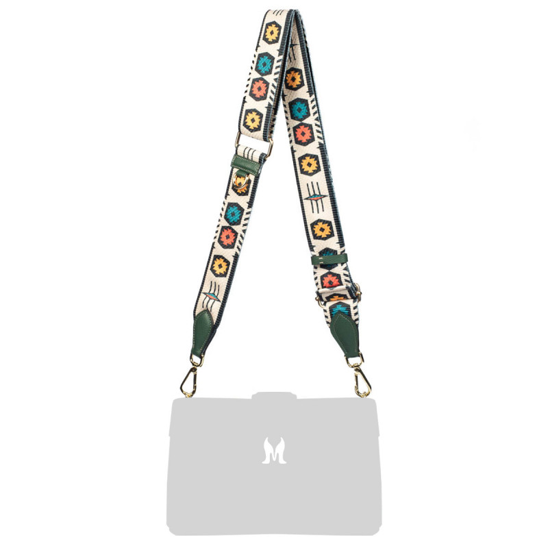 Schultergurt (Riemen) 101g mehrfarbig + grünes Veloursleder