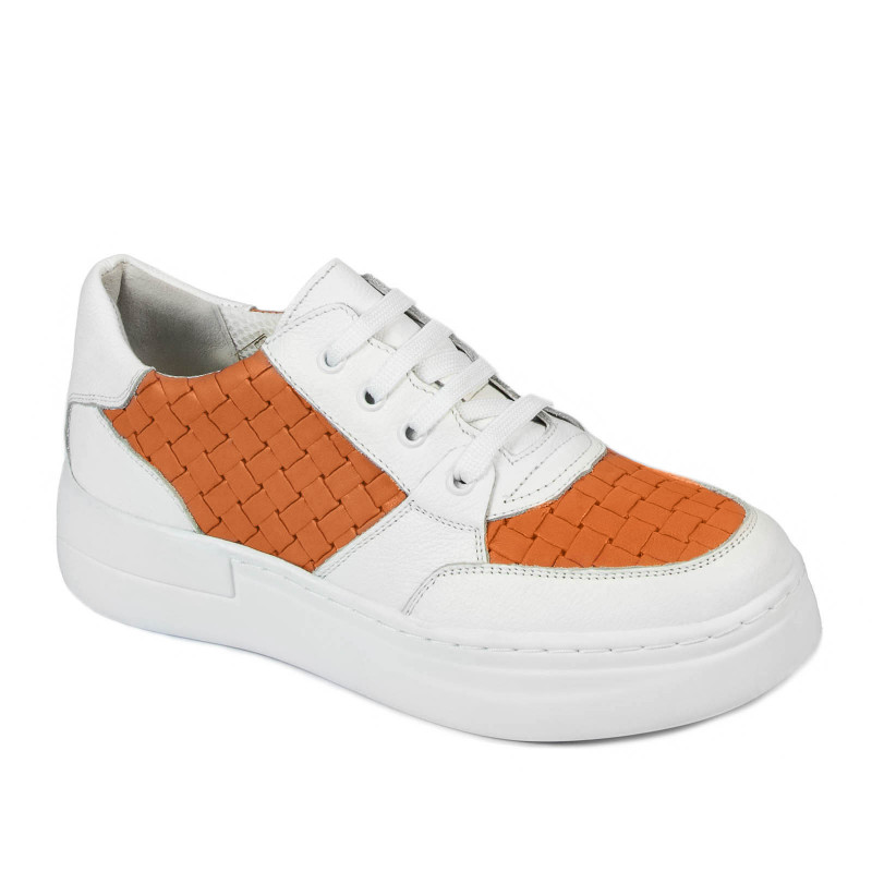 Damen-Sportschuhe 6059 Weiß+Orange