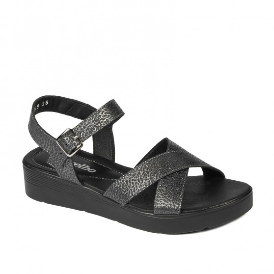 Damen Sandalen 5049-1 metallisch schwarz Damen Sandalen 5049-1 metallisch schwarz