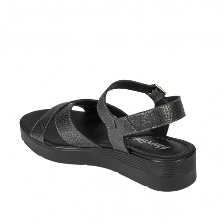 Damen Sandalen 5049-1 metallisch schwarz