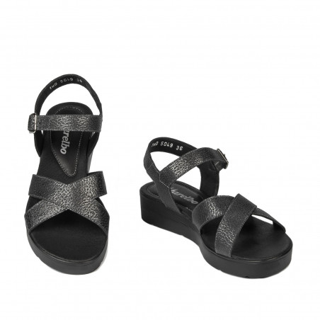 Damen Sandalen 5049-1 metallisch schwarz
