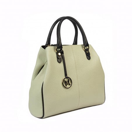 Damentasche Handtasche 002g Nude Latte+Schwarz