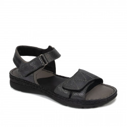 Damensandalen 5090 schwarz metallisiert kombiniert.