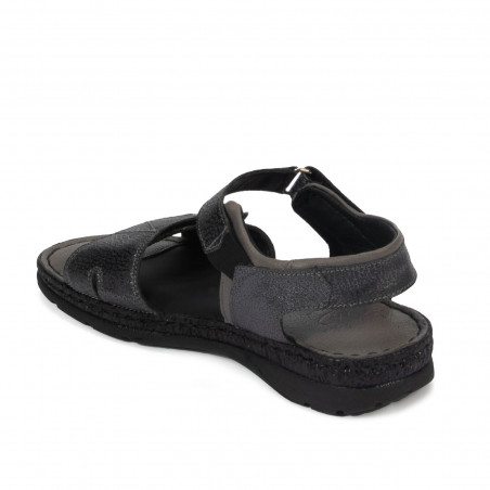 Damensandalen 5090 schwarz metallisiert kombiniert