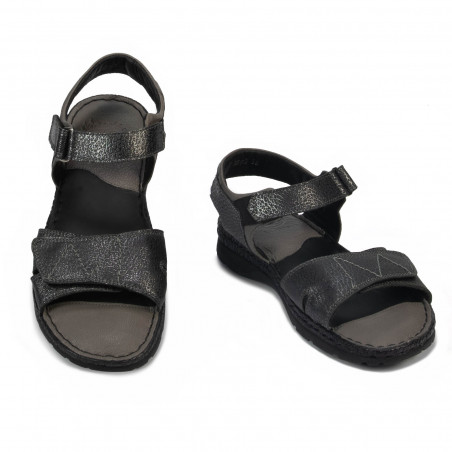 Damensandalen 5090 schwarz metallisiert kombiniert