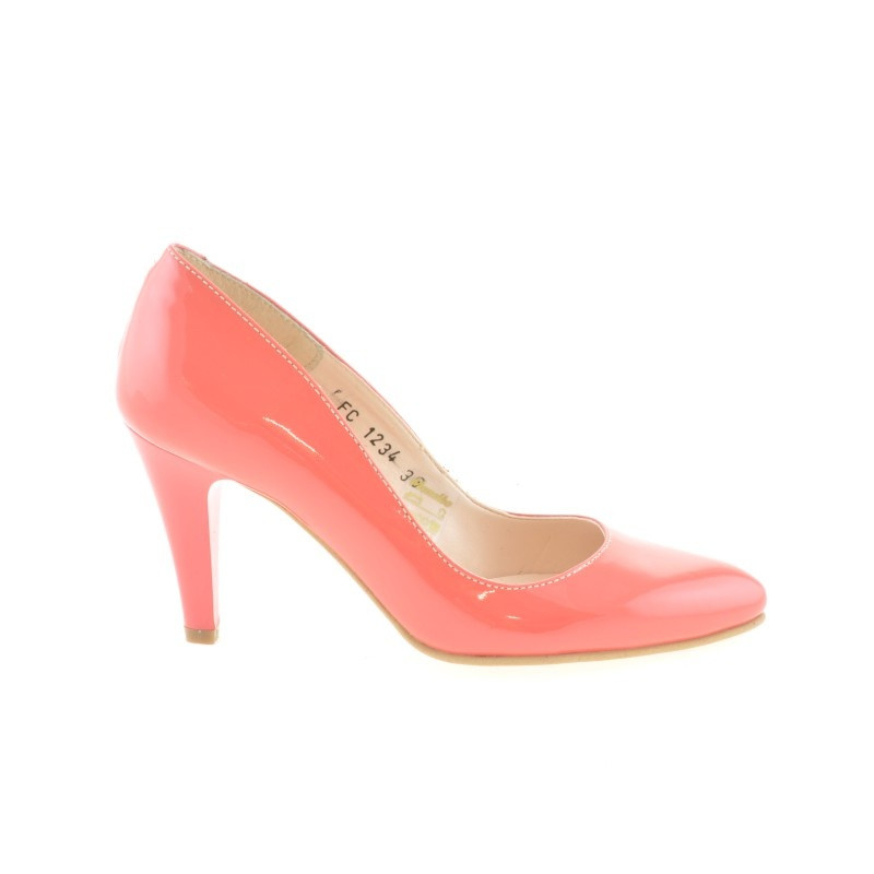 Elegante Damenschuhe 1234 Lack Korallenrot