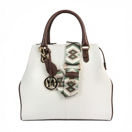 Damentasche Handtasche 002g weiß+braun