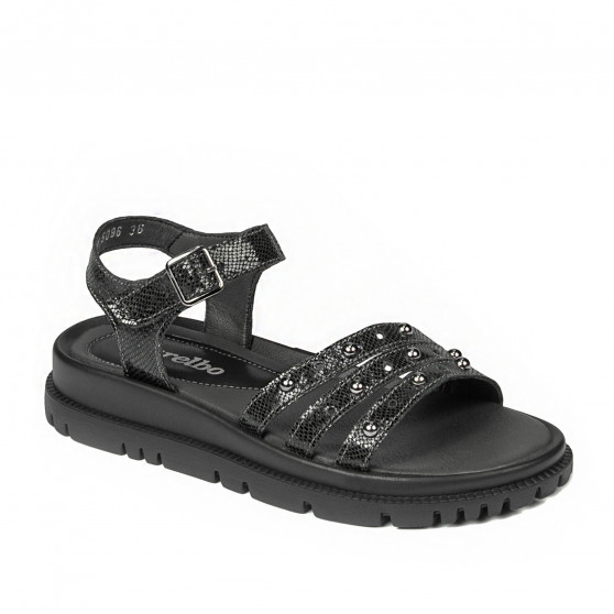 Damen Sandalen 5096 in metallisiertem Schwarz Damen Sandalen 5096 in metallisiertem Schwarz