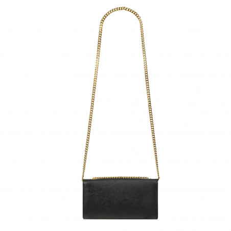 Schultertasche Damen 008g Schwarz Safiano