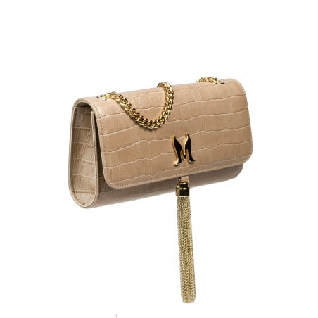 Damentasche Schultertasche 008g Croco Beige