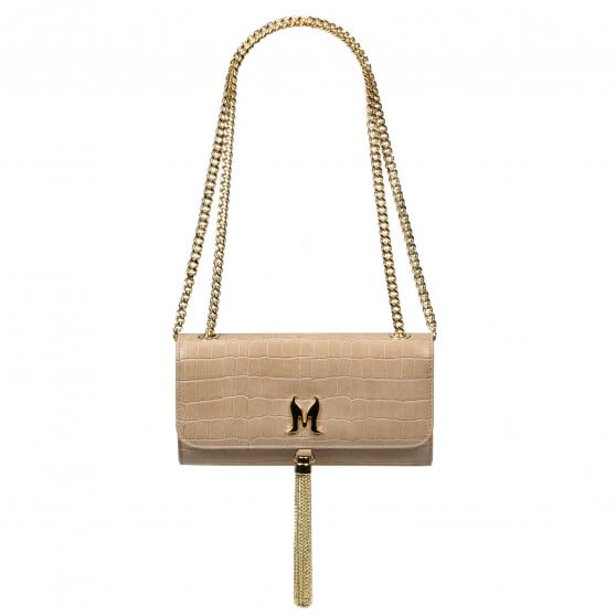 Damentasche Schultertasche 008g Croco Beige