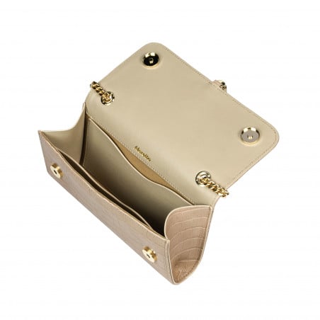 Damentasche Schultertasche 008g Croco Beige
