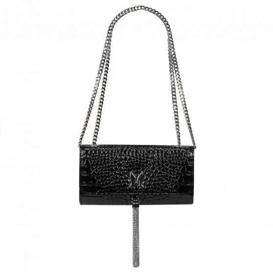 Schwarze Lack-Krokotasche für Damen 008g