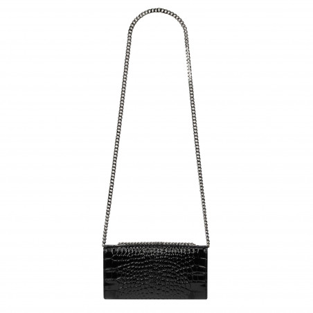 Schwarze Lack-Krokotasche für Damen 008g