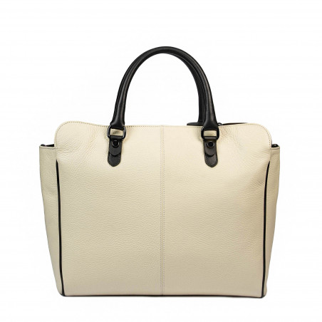 Damentasche Handtasche 002g 01 beige+schwarz