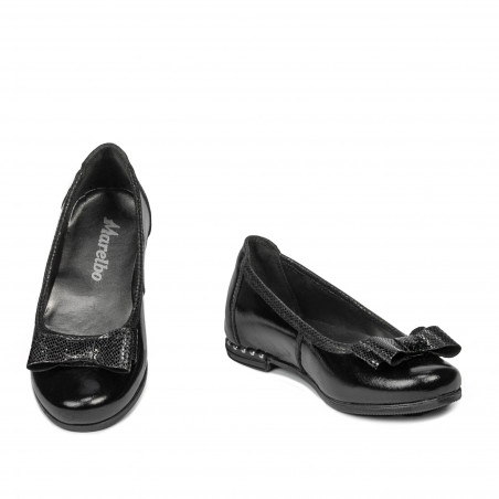 Kinderschuhe 174 schwarz kombiniertes Lackleder