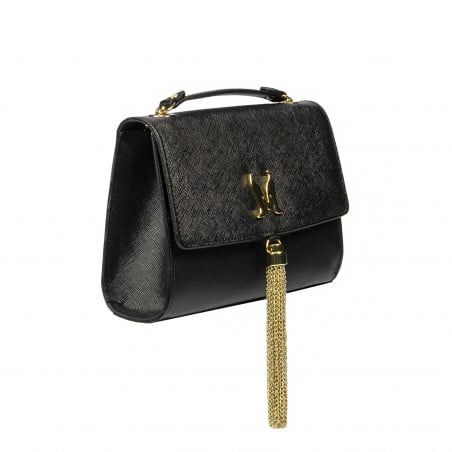 Damentasche Schultertasche 009g schwarz Safiano