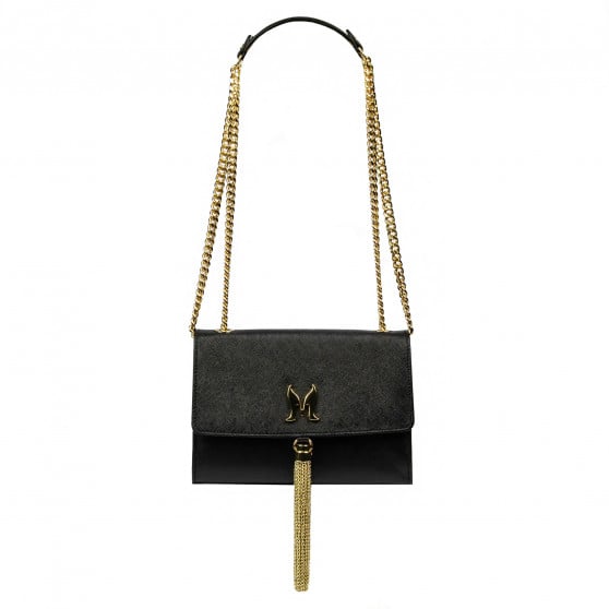 Damentasche Schultertasche 009g schwarz Safiano