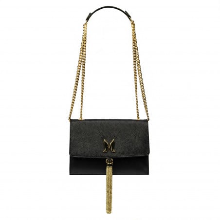 Damentasche Schultertasche 009g schwarz Safiano