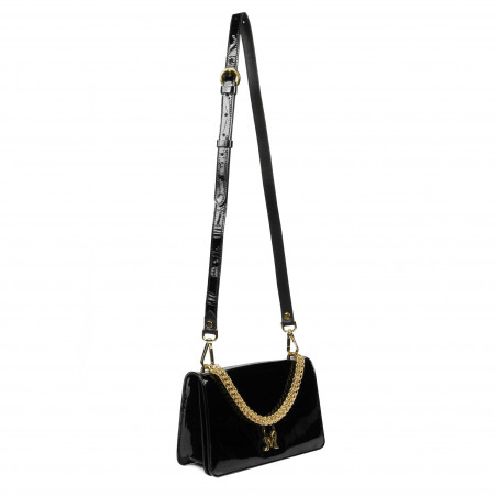 Schultertasche für Damen 010g lackschwarz