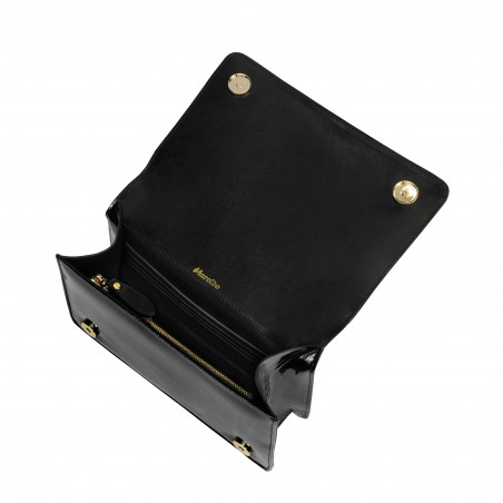 Schultertasche für Damen 010g lackschwarz