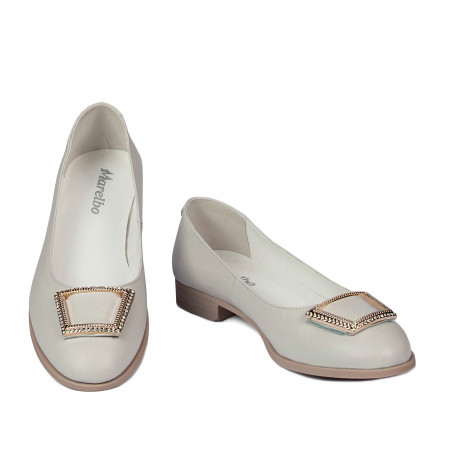 Damen-Ballerinas 6062 Elfenbeinweiß