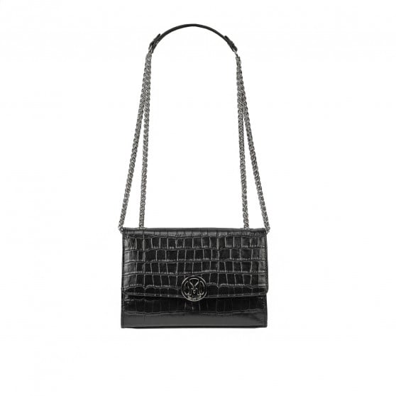 Damentasche Schultertasche 013g 01 Krokodil Schwarz