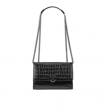 Damentasche Schultertasche 013g 01 Krokodil Schwarz