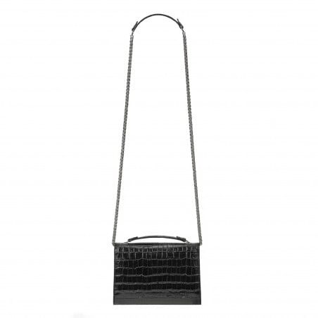 Damentasche Schultertasche 013g 01 Krokodil Schwarz