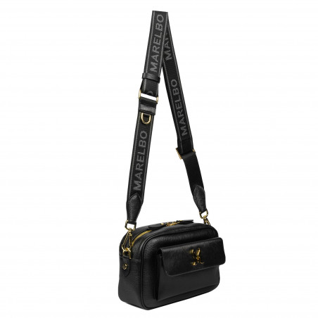 Damen Schultertasche 006g biz schwarz+saffiano