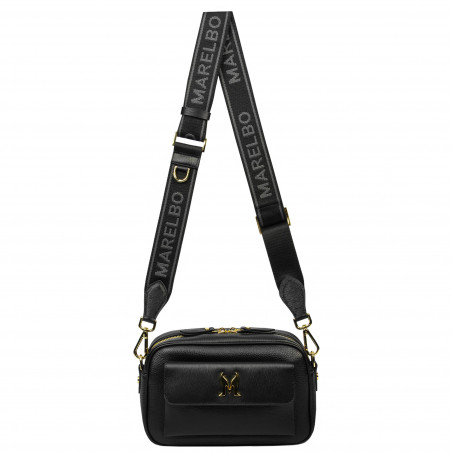 Damen Schultertasche 006g biz schwarz+saffiano