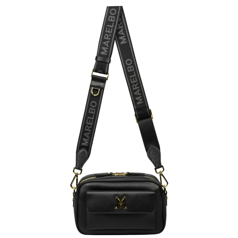 Damen Schultertasche 006g biz schwarz+saffiano