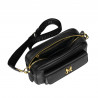Damen Schultertasche 006g biz schwarz+saffiano
