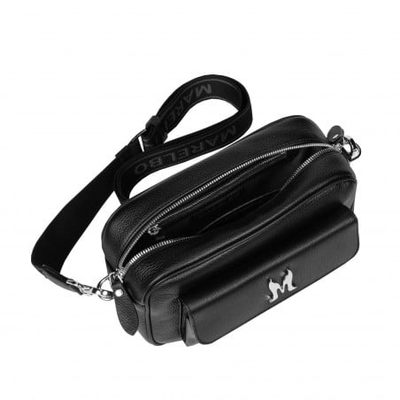 Damentasche Schultertasche 006g 01 biz schwarz+safiano