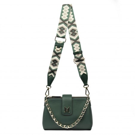 Damen Schultertasche 003g Biz Grün+Multicolor