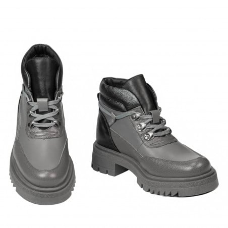 Damenstiefeletten 3382 grau kombiniert