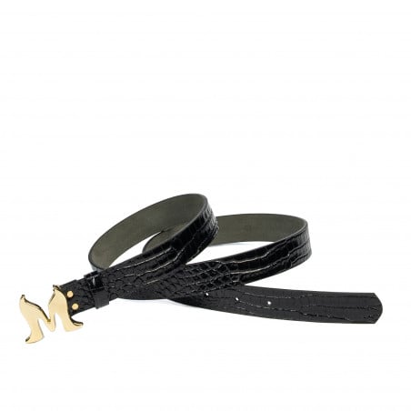 Damen-Gürtel 41m schwarzer Lack Croco