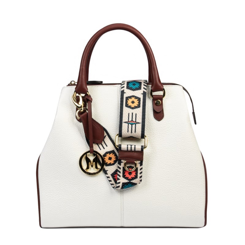 Damentasche Handtasche 002g Beige Latte+Braun