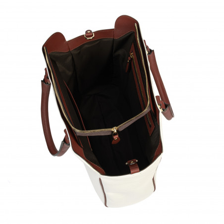 Damentasche Handtasche 002g Beige Latte+Braun