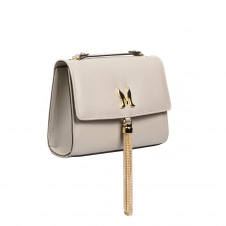 Damen-Umhängetasche 009g Beige Safiano