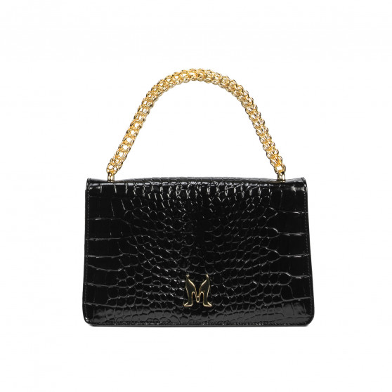Damentasche Schultertasche 010g Kroko Lack Schwarz Damentasche Schultertasche 010g Kroko Lack Schwarz