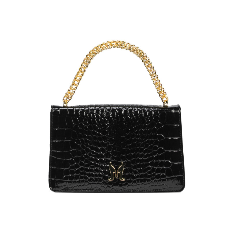Damentasche Schultertasche 010g Kroko Lack Schwarz