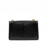 Damentasche Schultertasche 010g Kroko Lack Schwarz
